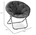 Oversized Moon Chair with Metal Frame, Comfy Chair for Bedroom, Grey Saucer Chair for Bedroom, Cozy Faux Fur Lounge Chair, Grey