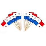 CYPS 100 Pcs Panama Flag Panamanian Toothpick Flags, Small Mini Stick Cupcake Toppers Panamanian Flags,Country Picks Party Decoration Celebration Cocktail Food Bar Cake Flags