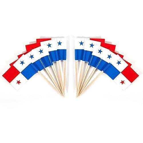CYPS 100 Pcs Panama Flag Panamanian Toothpick Flags, Small Mini Stick Cupcake Toppers Panamanian Flags,Country Picks Party Decoration Celebration Cocktail Food Bar Cake Flags
