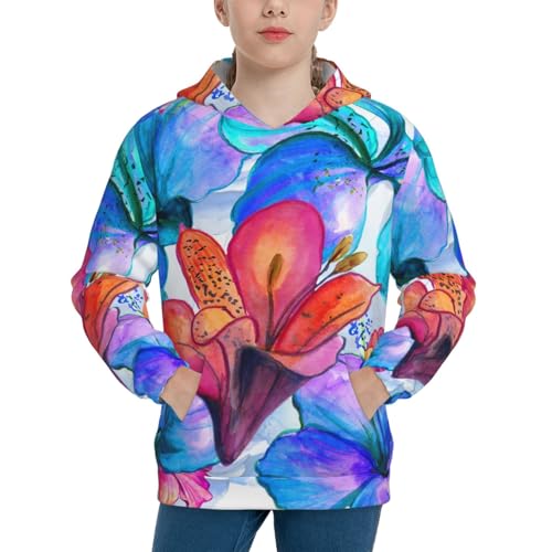 Bright Flowers Kid Hoodies Boys Sweatshirts Girls Pullover with Pocket