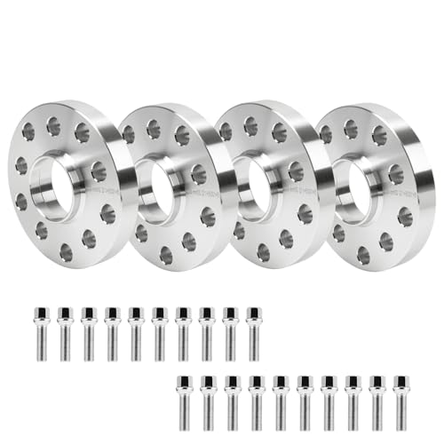 GEARMONSTER 4 Stück 15mm & 20mm Spurverbreiterung Distanzscheiben Set LK: 100/5+112/5 NLB:57.1 mit 20 Stück Radschrauben M14x1.5 40/45mm für VW Golf