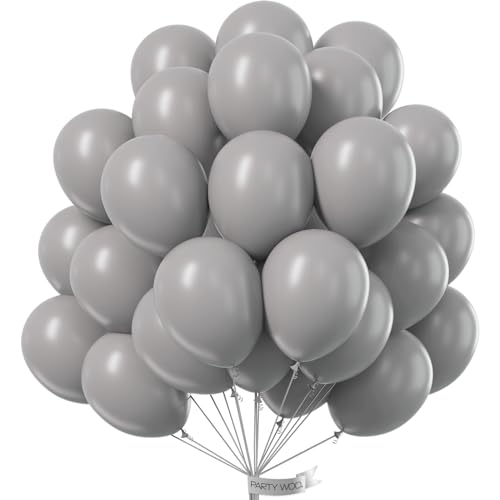 Image of PartyWoo Gray Balloons, 51 pcs 12 Inch Matte Gray Balloons, Grey Balloons for Balloon Garland or Balloon Arch as Birthday Party Decorations, Wedding Decorations, Baby Shower Decorations, Gray-Y71