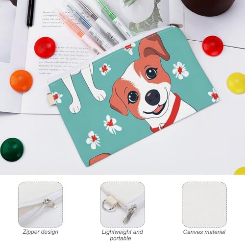 Cute Jack Russell Dog Fashion Coin Purse Change Makeup Bag Canvas Pencil Pouch Travel3