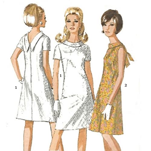 Schnittmuster aus den 1960er Jahren: Mod A-Linie, V-Rücken, Jiffy-Kleid „Einfach zu nähen“ – verschiedene Größen