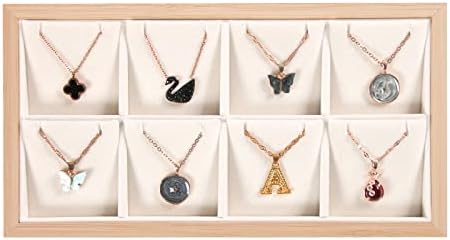 Julysky Bamboo Necklace Tray Jewelry Display Stand for Selling Velvet Pendant Holder Organizer Drawer Necklace Box for Women