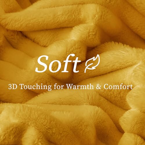 Image of BEDELITE Ribbed Twin Blanket for Couch & Bed, Mustard Yellow, 60 inchx80 inch