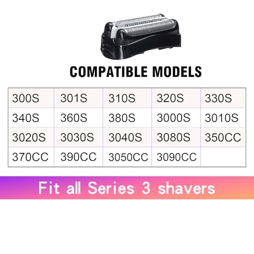 Series 3 32B S3 Electric Replacement Shaver Head,Compatible with Braun S3 3040s 3000s 3050cc 3010s 3070cc 3080s 3090s 310s 3020s 330s 370cc-4 380s-4,2 Pack