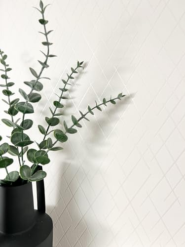 Newroom Tapete Weiß Vlies Geometrisch - Modern Grafisch Diamant Muster Metallic für Wohnzimmer Schlafzimmer