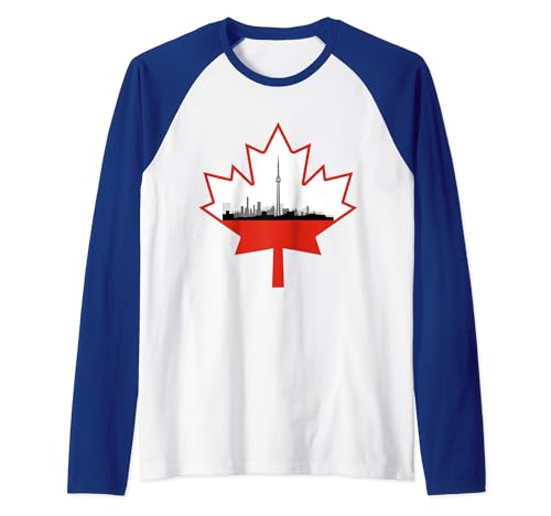 Toronto Skyline Canadian Maple Leaf Canada Day Adultos Niños Camiseta Manga Raglan