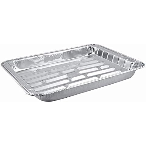 13" x 9" x 1" Disposable Aluminum Broiler Tray Pans - Large Pan Used for Cooking, Baking, Broil, BBQ and Grill - Great for burgers, fish, veggies, steaks and more (50 Count) Cover