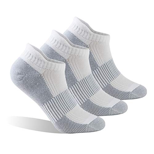 Dsource Athletic Socks Women Men Running Sport Cushioned Copper Socks 3 Pairs White