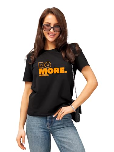 Image of LEOTUDE Women's Boyfriend-Loose Fit Round Neck Half Sleeve Cottonblend Women Tshirt (Color Multicolor)