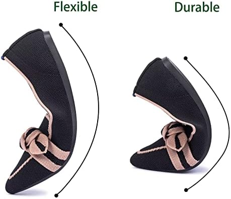 BEJINASH Women's Loafer Flats Casual Knit Fabric Lightweight Dressy Shoes Washable Elegant Pointed-Toe lace-up Bow Shoes Comfortable Ballet Style Shoes for Women Perfect for Daily | Image 6