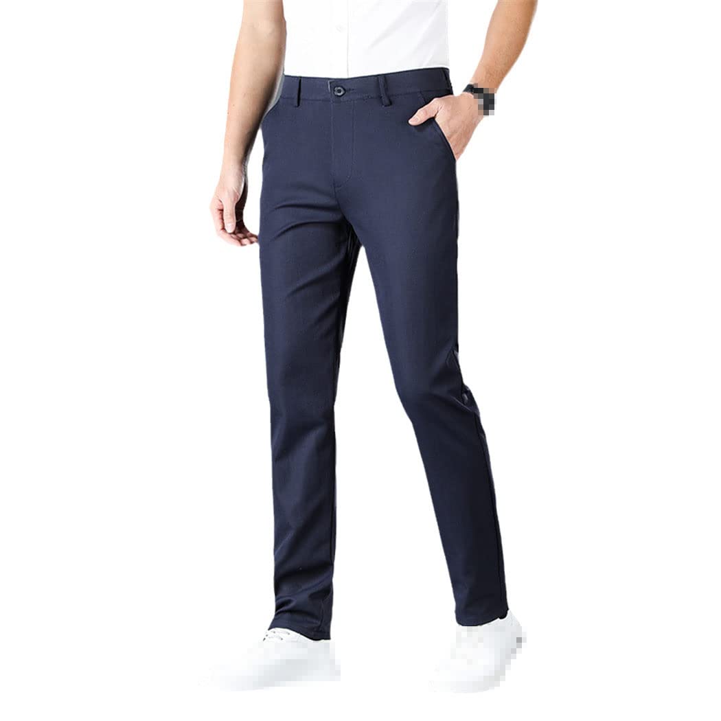 keusyoi Primavera Estate Dritto Pantaloni Da Uomo Pantaloni Da Affari Rosso Nero Blu Solido Colore Formale Pantaloni Di Grandi Dimensioni, Blu scuro, 32 W