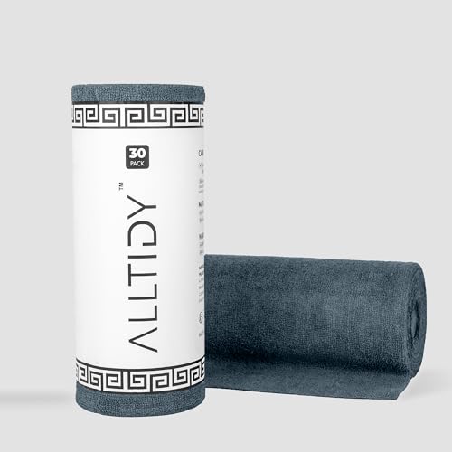 Image of Microfiber Cloth Roll 30x30 cm | Reusable Tear-Away Cleaning Cloth (Cleaning Cloth Reusable) | Lint-Free & Absorbent for Kitchen, Car & Home |(30 Pulls, Grey)