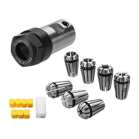 Onmancy 7 pieces ER11 1-7 mm collet with ER11A 5 mm motor shaft holder extension rod Cover
