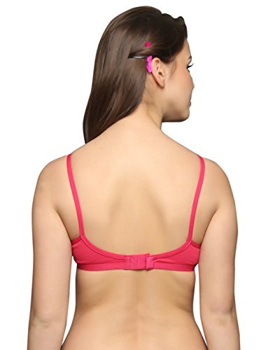 Image of Clovia Women's Cotton Rich Solid Non-Padded Full Cup Wire Free T-Shirt Bra - Dark Pink