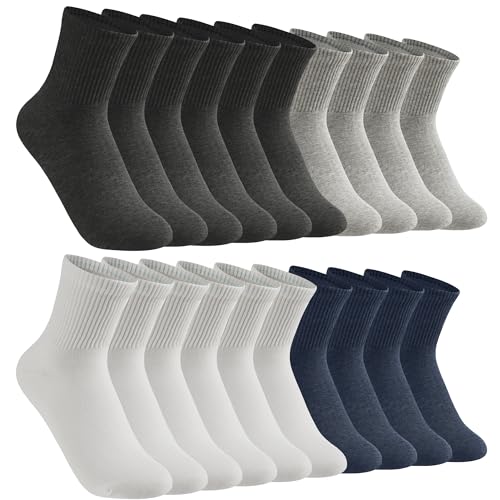 Men's Crew Socks,Athletic Sport Running Calf Socks,Seamless Toe Design,Comfortable,Durable, Size 7-11