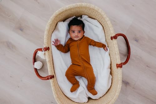 Image of Copper Pearl Zip-Up Footie Baby Pajamas - Soft Newborn Onesies for Boys & Girls, Tag-Free with Two-Way Zipper Baby Sleepers for Newborn - 24 Months, Camel