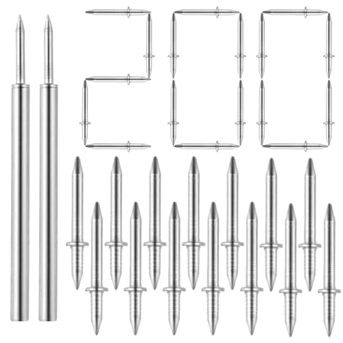 Tideme 500 PCS Double-Headed Skirting Thread Seamless Nails, Dual-Headed Nails with 5 Installation Barrels, Skirting Liner Non-Marking Hidden Nails, 2-Sided Invisible Screws and Sleeve Tools (500)