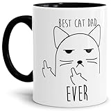 Tassendruck Katzen-Tasse mit Spruch Nö - Cat/Tier/Geschenk-Idee/Fellnase/Innen & Henkel Schwarz