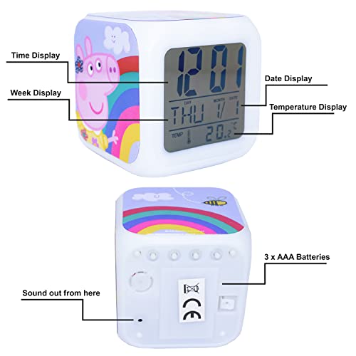 Peppa-Pig Kids Alarm Clock Plastic Alarm Clock Bedside for Girls boys Bedroom Digital Alarm Time Clock with Night Light Toddler Sleep | 8cm - Image 4