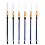 20Pack Luer Slip 1ml Liquid Syringes with 25 Gauge 1 inch Dispensing Needle, Disposable Individually Wrapped