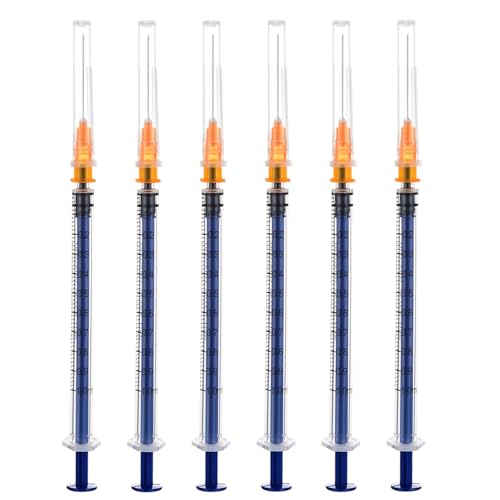 20Pack Luer Slip 1ml Liquid Syringes with 25 Gauge 1 inch Dispensing Needle, Disposable Individually Wrapped