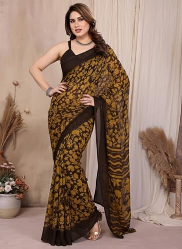 Image of Yashika Women's Georgette Saree with Blouse Piece for Traditional Ethinic Wear Sari