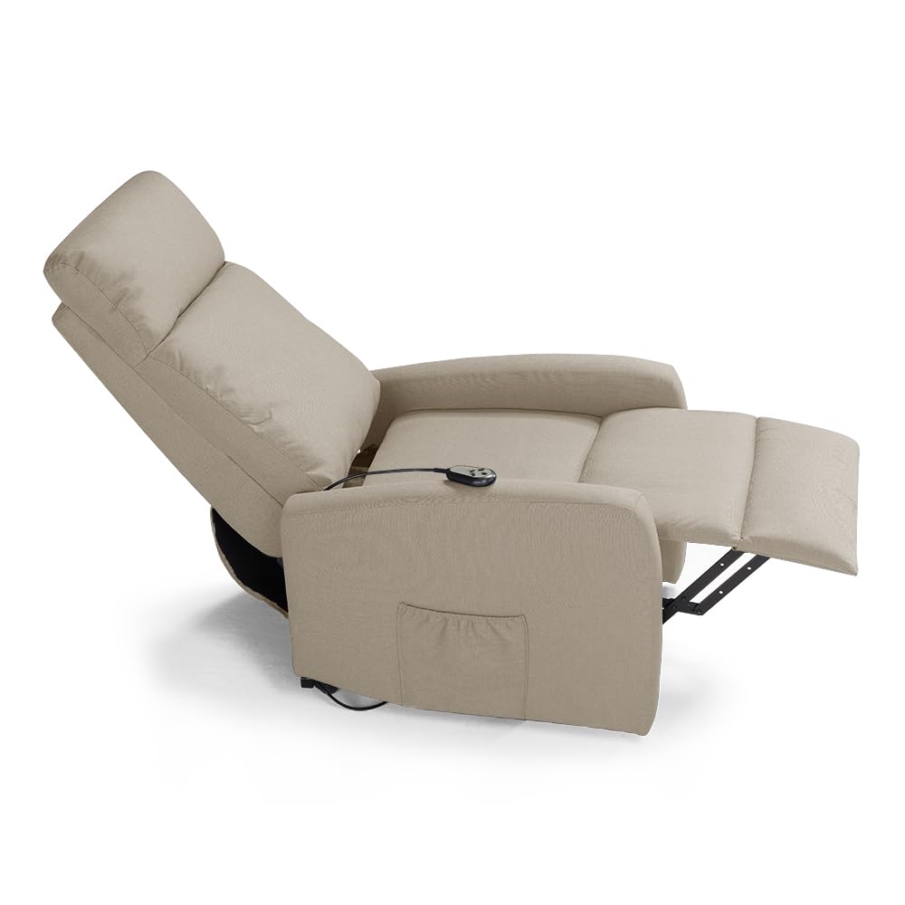REDÒKASA Poltrona relax elettrica Seattle Plus per anziani, 1 o 2 motori, 2 ruote posteriori, reclinazione e alzapersona, dimensioni contenute, tessuto antimacchia idrorepellente (1 Motore, Corda)