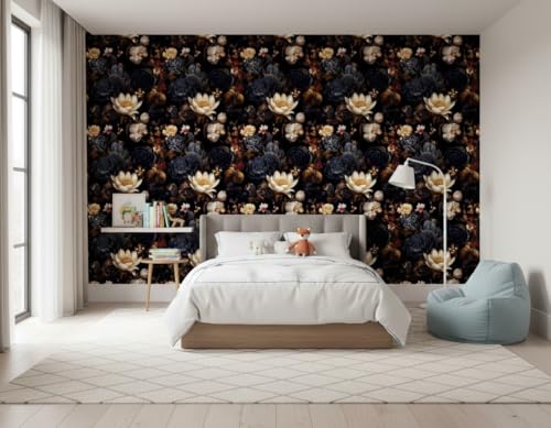 Image of VKR 3D Floral Wallpaper, Self Adhesive Decorative Peel and Stick Wall Covering Sticker for Bedroom, Living Room and Office (45 x 300 cm, Brown Flower) Pack of 1