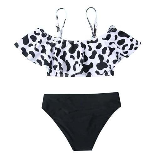 YIzdegg Tankini niña niña vaca dos piezas estampado floral cruzado en la parte posterior traje de baño niña traje de baño niña 13 14 años trajes de baño mujer, Negro , 10-12 años
