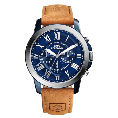 Montre chronographe à quartz homme FORSINING étanche en cuir noir