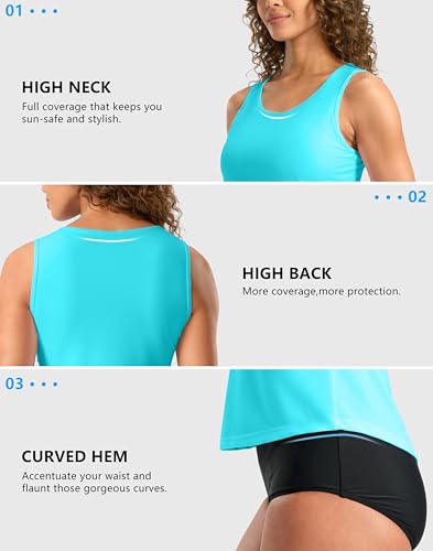 Image of G Gradual Tankini Tops for Women High Neck Swimsuits Swim Top Modest Bathing Suit Swimwear Tank Top only No Bottom