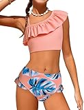 Arshiner Girls Two Piece Swimsuit Ruffles Flounce Printed Bikini Set Swimwear Girl Bathing Suits Girls Size 8 Swimsuit