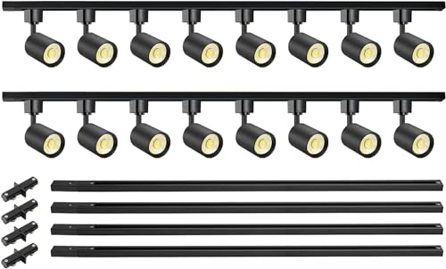 VANoopee 16-Light LED Track Lighting Kit with 13FT H Type Track Rails Black
