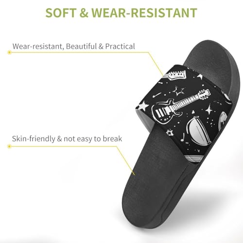 Rock And Roll Themed of Guitar PVC Slippers Sandals for Women Men Open Toe Soft Cushioned Non-Slip Sandal for Indoor Outdoor3