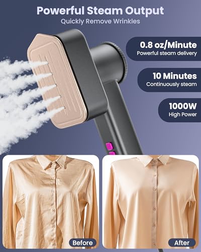 PKBD Travel Steamer for Clothes, 110-240V Dual Voltage Handheld Steam Iron, 2 In 1 Portable 1000W 15S Fast Heat Up Mini Garment Steamer Clothing for Global Travel & Home - Image 2