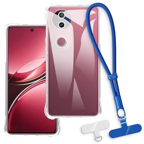 OAGELIM 2-in-1�ی�P�[�X�ƃ��X�g�X�g���b�v Vivo V50e 5G V2428 �Ƃ̌݊������� ���O���\�ȃ��j���[�h�t���d�b�J�o�[�A����~�ߕ����h�~�O���b�v�n���h�� (�N���A + �u���[)