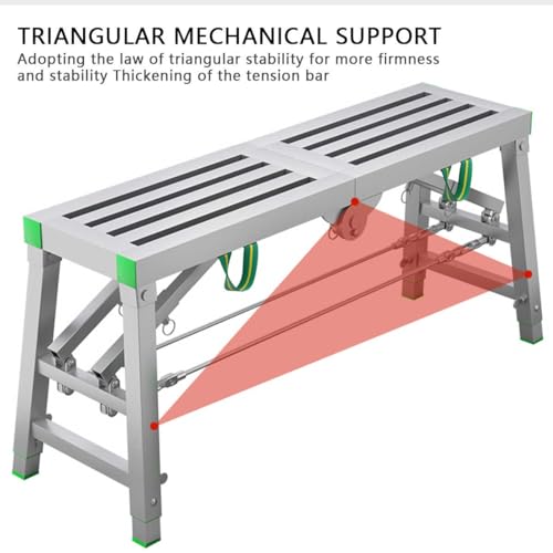 Plataforma de trabajo plegable, altura ajustable, taburete multifuncional con patas antideslizantes, adecuado para limpieza de techo y pintura