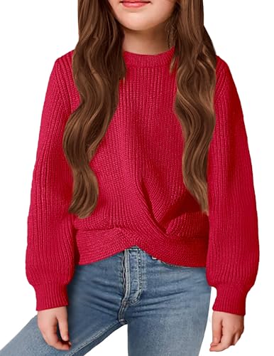 Image of Arshiner Girl's Sweaters Kids Twist Front Cute Pullover Knitted Jumper Fall Winter Clothes