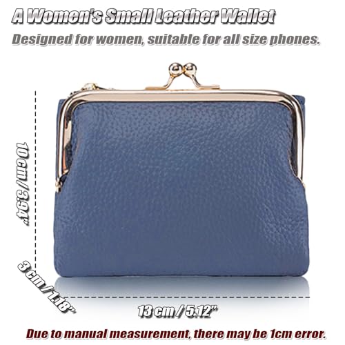 Genuine Leather Bifold Wallet for Women Ladies Kiss-lock Wallet Elegant Small Purse RFID Blocking Credit Card Holder3