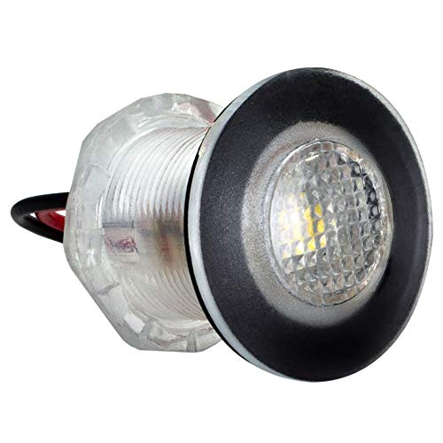 RecPro Round White 12V LED Accent Light | Livewell Courtesy | Marine Boat RV | Waterproof (1 Pack)