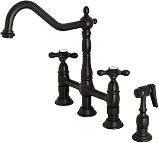 Kingston Brass KS1270AXBS Heritage Bridge Kitchen Faucet, 8-9/16