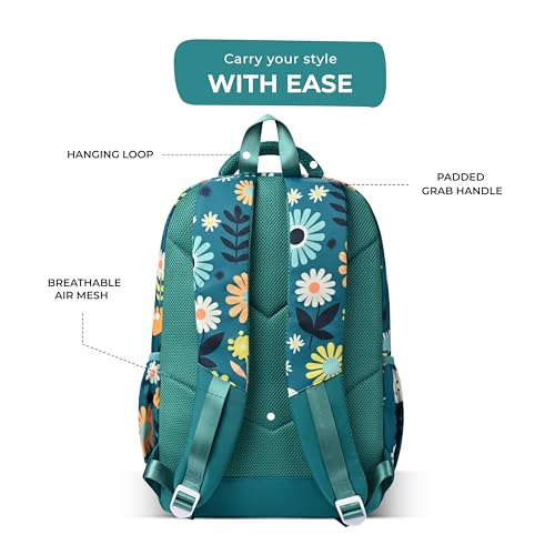 Image of Gear Poppy 17 inch /20L Medium Water Resistant School Bag /Casual Backpack /Daypack /Laptop Bag for Boys /Girls (Green - Blue)