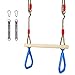 Fascol Altalena a Trapezio, Trapeze Swing Bar 2 in 1 con Anelli Antiscivolo per Bambini Interno o Esterno, Attrezzature da Palestra Lunghezza Regolabile e Multifunzionale, Blu