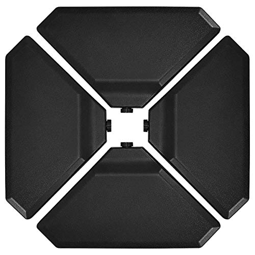 Tangkula 4PCS Cantilever Offset Patio Umbrella Base Weight Stand, 195lbs Triangle Shaped Sand Water Filled Weight Outdoor Umbrella Base Plate w/Easy-Fill Spouts, Funnel, Concave Handles