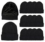 Yacht & Smith 12 Pack of Winter Beanies Wholesale Bulk Cold Weather Unisex Hat (One Size Fits All) (Adults (Black Faux Fur Sherpa))