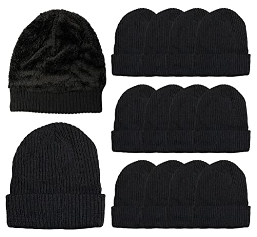 Image of YACHT & SMITH Winter Beanies, Bulk Cold Weather Thermal Warm Stretch Skull Cap, Mens Womens Unisex Hat