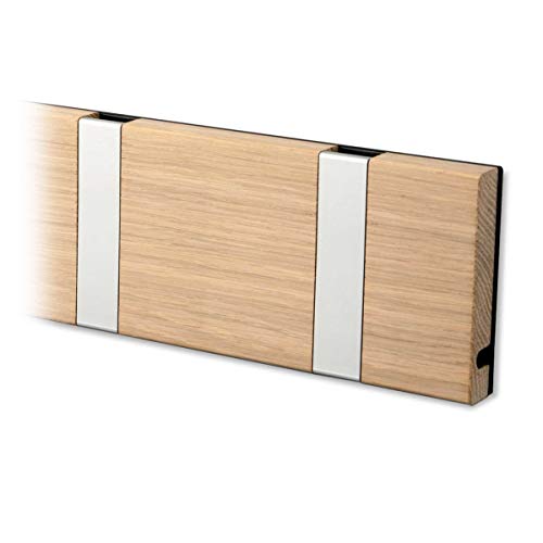 Preisvergleich Produktbild LOCA Knax Garderobe Waagerecht Eiche (Geölt) 2 Haken, Grau